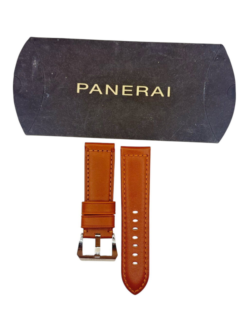 Panerai Monte Carlo Brown Rugby Gold Calf Leather Strap 24/22 w. Tang Buckle OEM