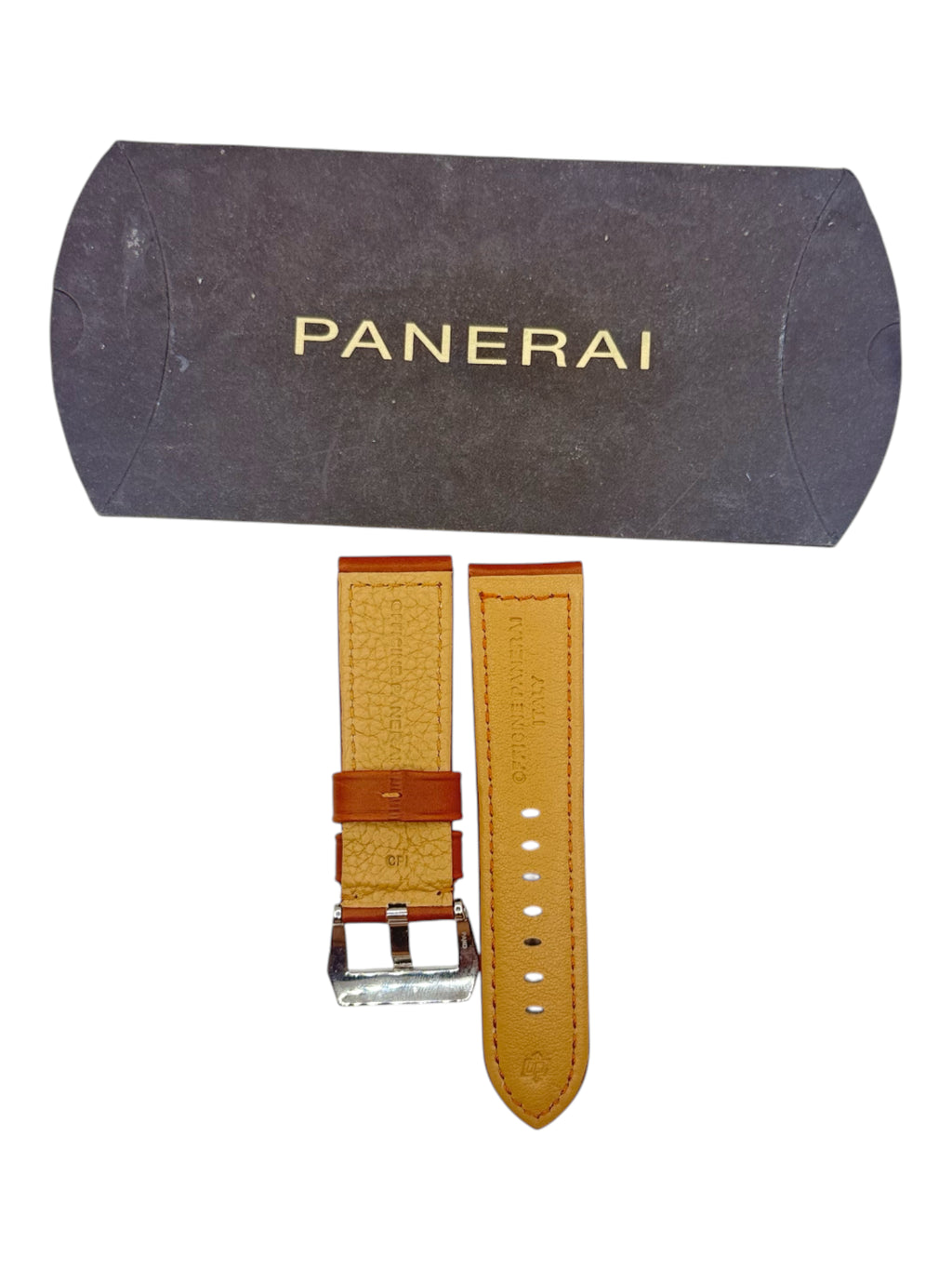 Panerai Monte Carlo Brown Rugby Gold Calf Leather Strap 24/22 w. Tang Buckle OEM