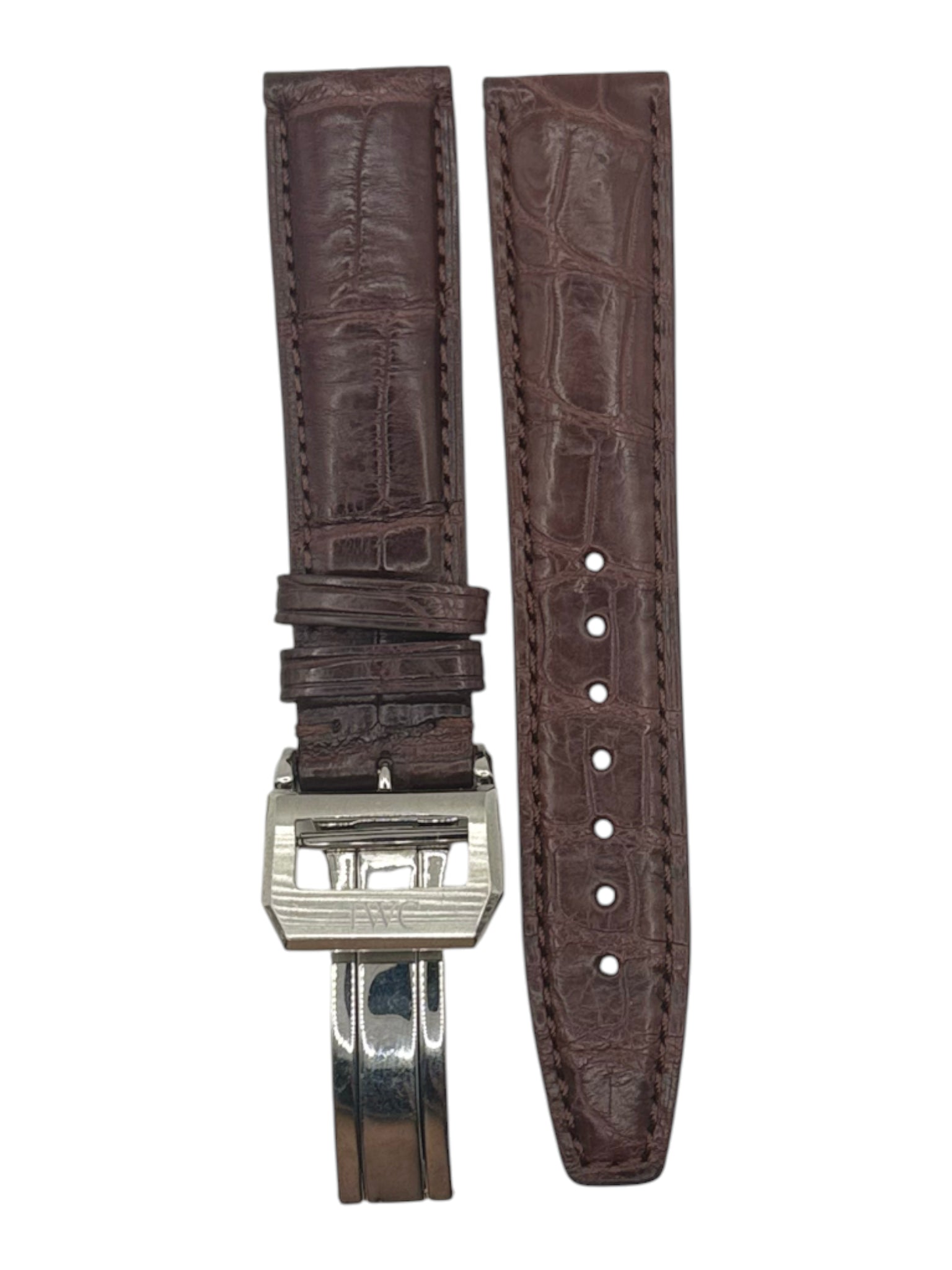 IWC Brown Alligator Watch Strap OEM – 20mm/18mm w/ Deployment Buckle