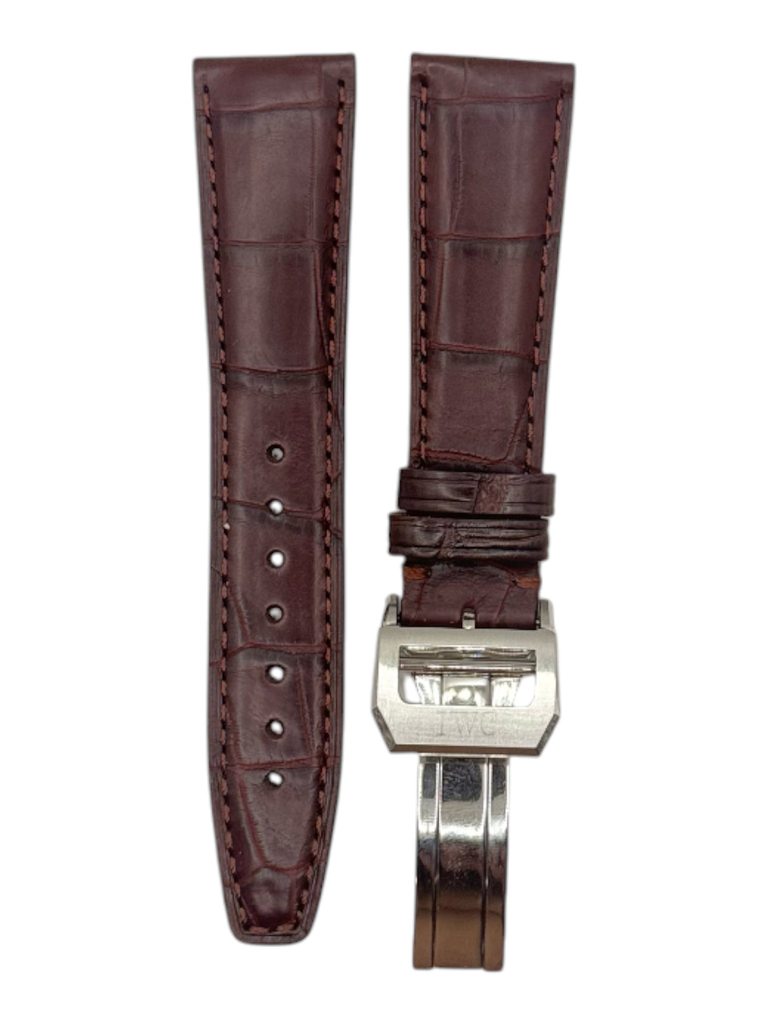 IWC Brown Alligator Watch Strap Band w/ Deployment Buckle 21/18 Authentic OEM