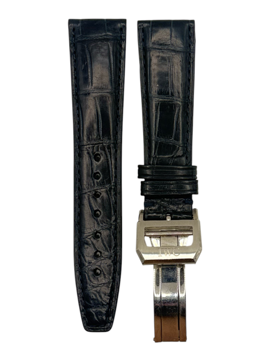 IWC Matte Dark Blue Alligator Watch Strap Band w/ Deployment Buckle 21/18 Authentic OEM