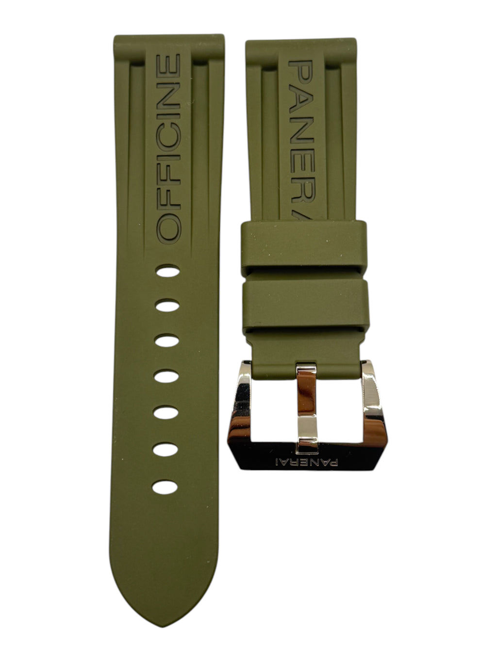 Panerai Military Green Rubber Strap Coutchouc Strap 24/22 with Pin Tang Buckle (BA)