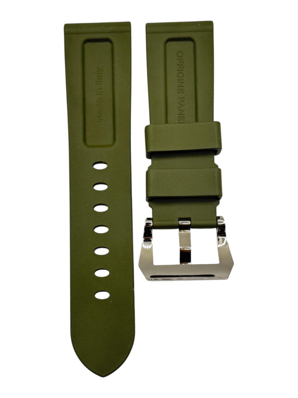 Panerai Military Green Rubber Strap Coutchouc Strap 24/22 with Pin Tang Buckle (BA)