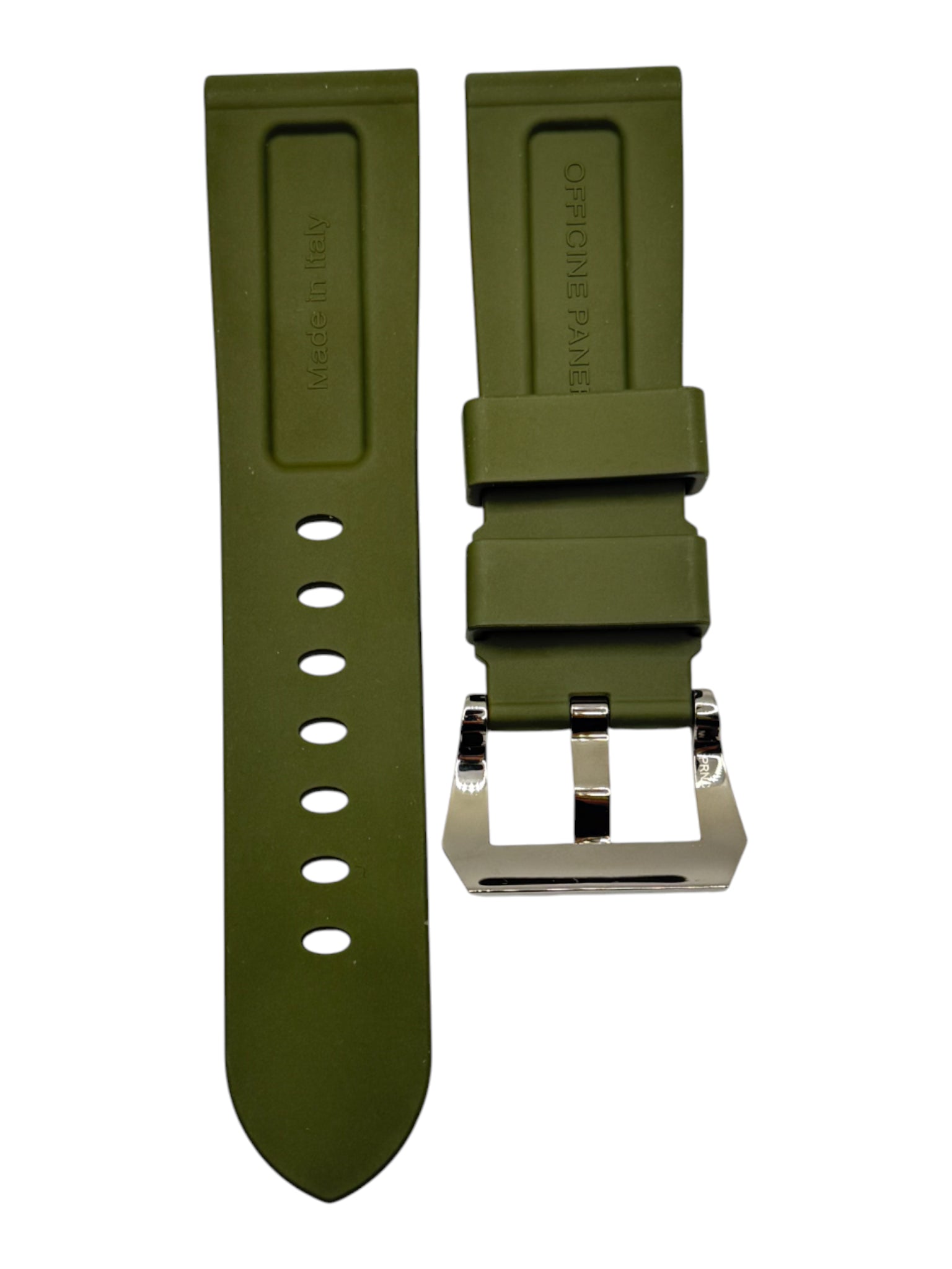 Panerai Military Green Rubber Strap Coutchouc Strap 24/22 with Pin Tang Buckle (BA)