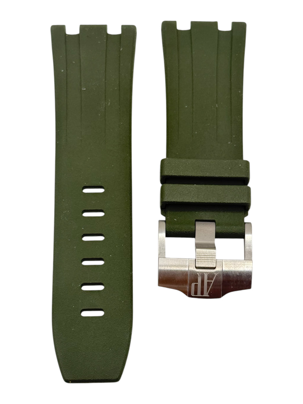 Audemars Piguet Military Green Rubber Strap for Diver / Royal Oak Offshore 28/24 w/ Tang Buckle
