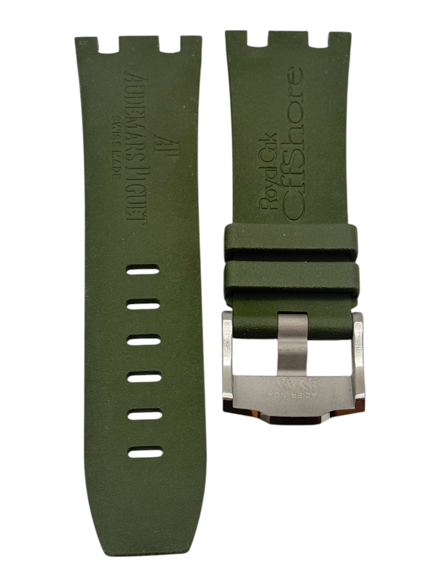Audemars Piguet Military Green Rubber Strap for Diver / Royal Oak Offshore 28/24 w/ Tang Buckle